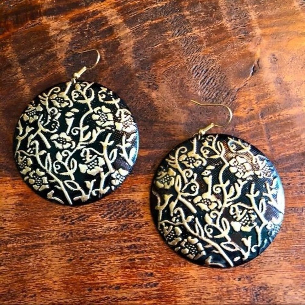 Vintage 1980’s Stamped Metal Earrings